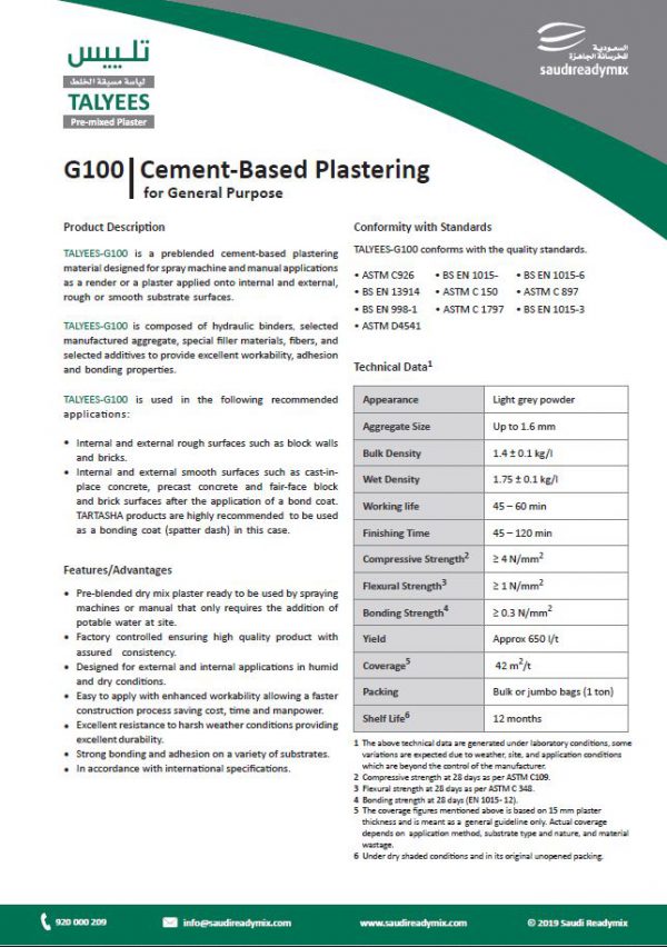 TALYEES TECHNICAL DATA SHEET